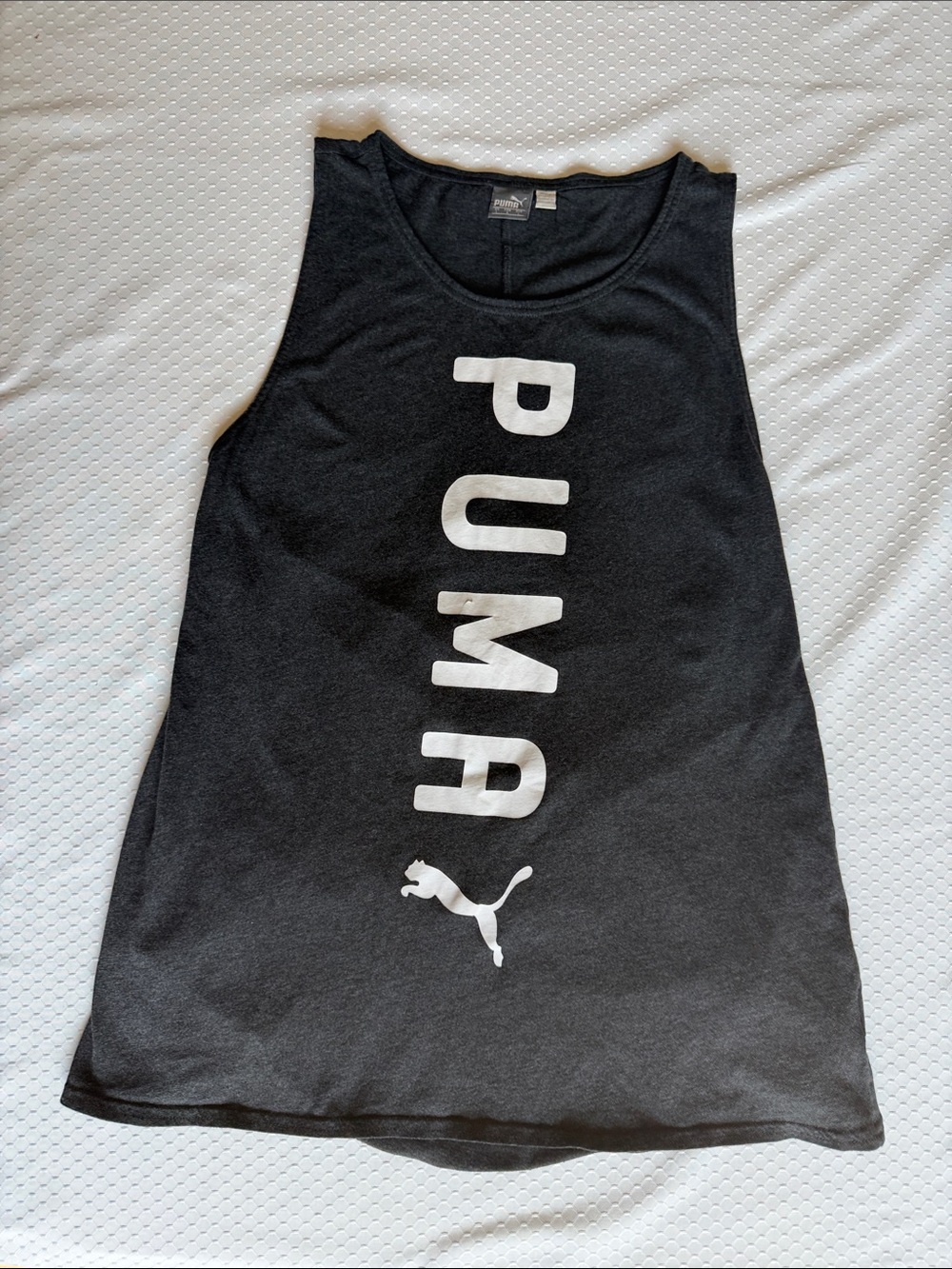 Puma Black Tank with White Vertical Logo